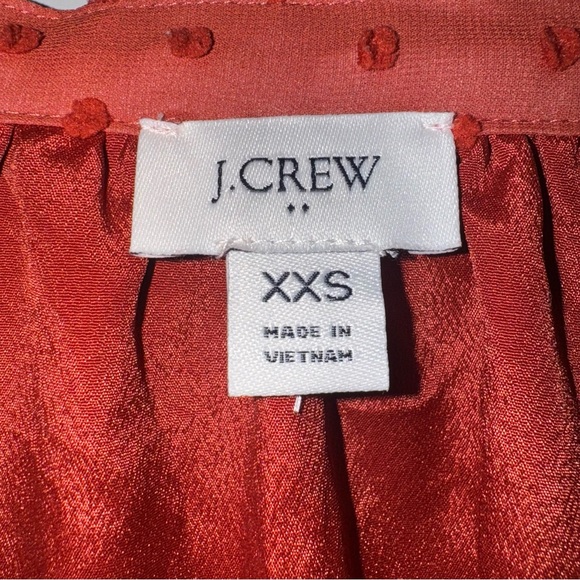 J.Crew Women's Swiss Dot Ruffled Neck Button Up Blouse in Burnt Orange Size XXS - Picture 3 of 4